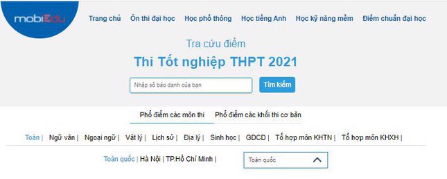 Tra cứu điểm thi tốt nghiệp THPT 2021 nhanh nhất tại mobiEdu